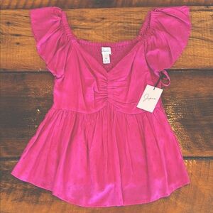 Japna pink  Ruffled Top medium